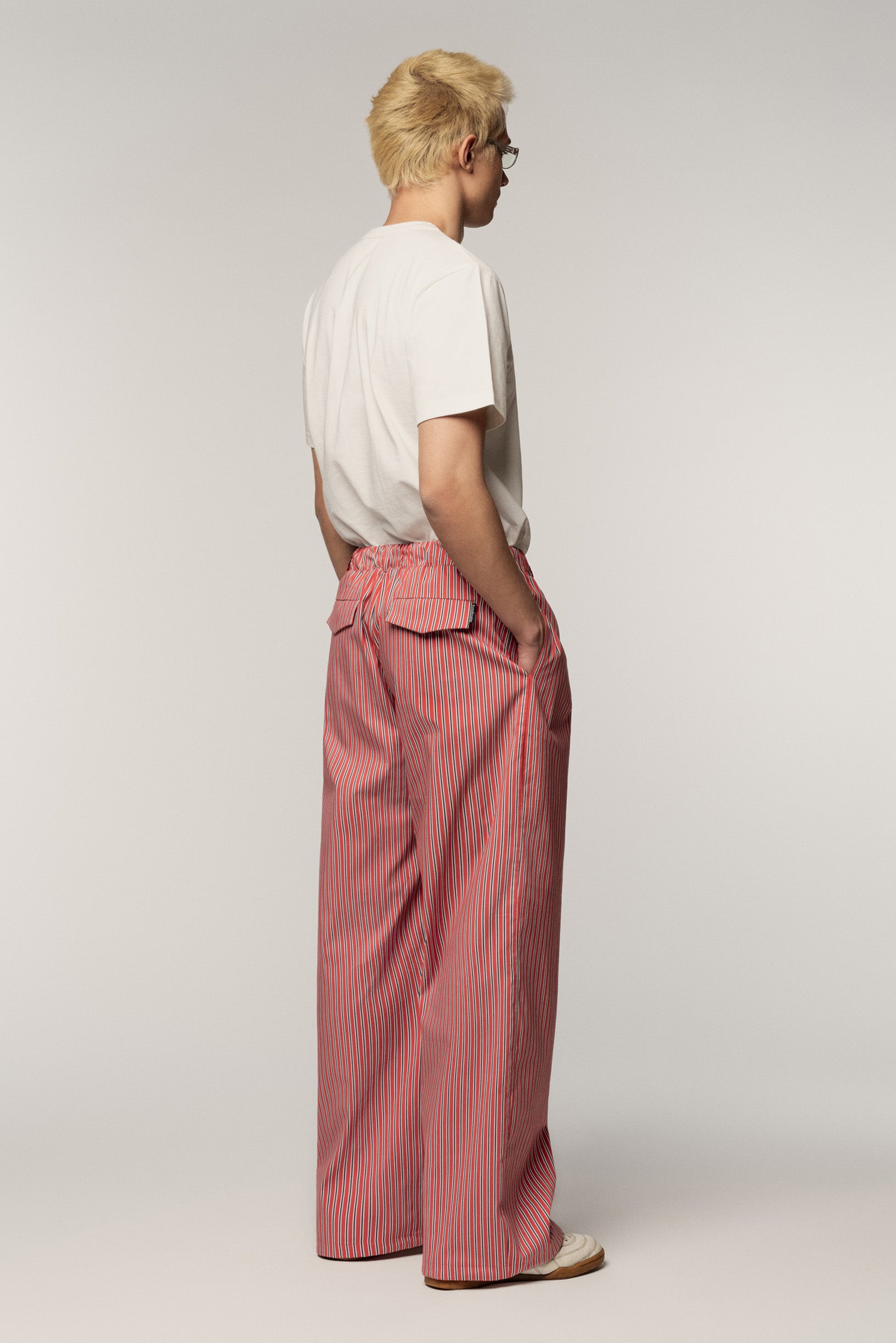 Cotton Trousers Stripe Red