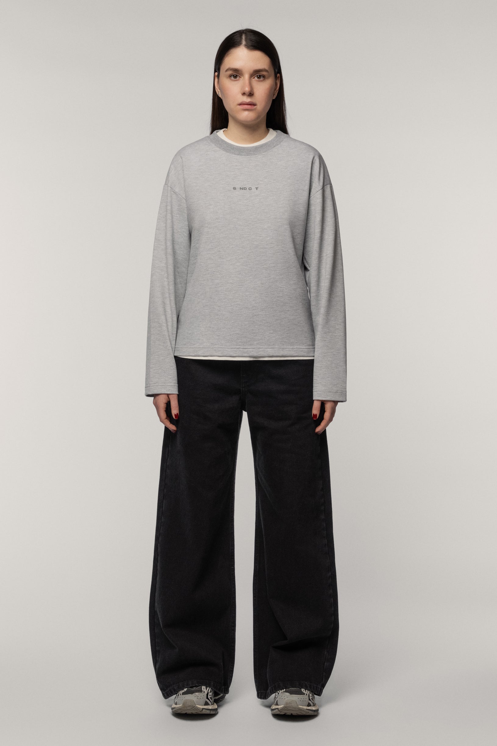 Лонгслів з бавовни меланж