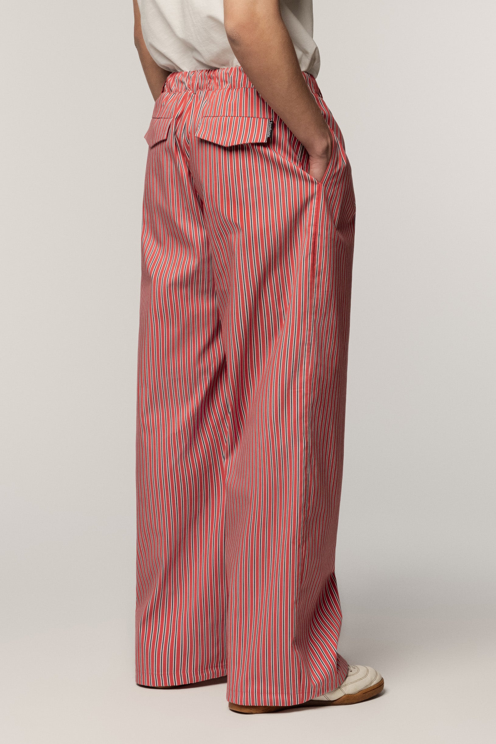 Cotton Trousers Stripe Red