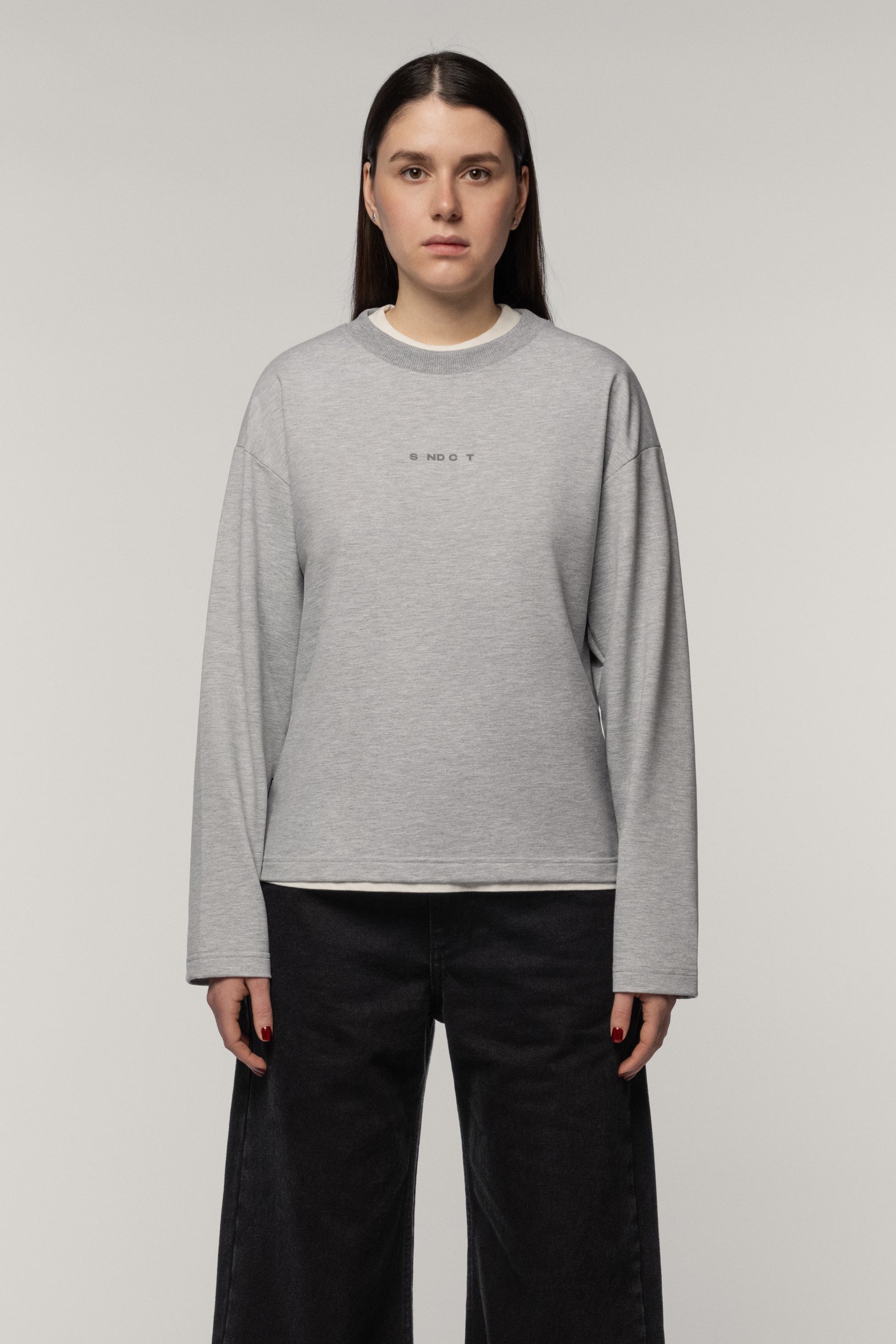 Лонгслів з бавовни меланж