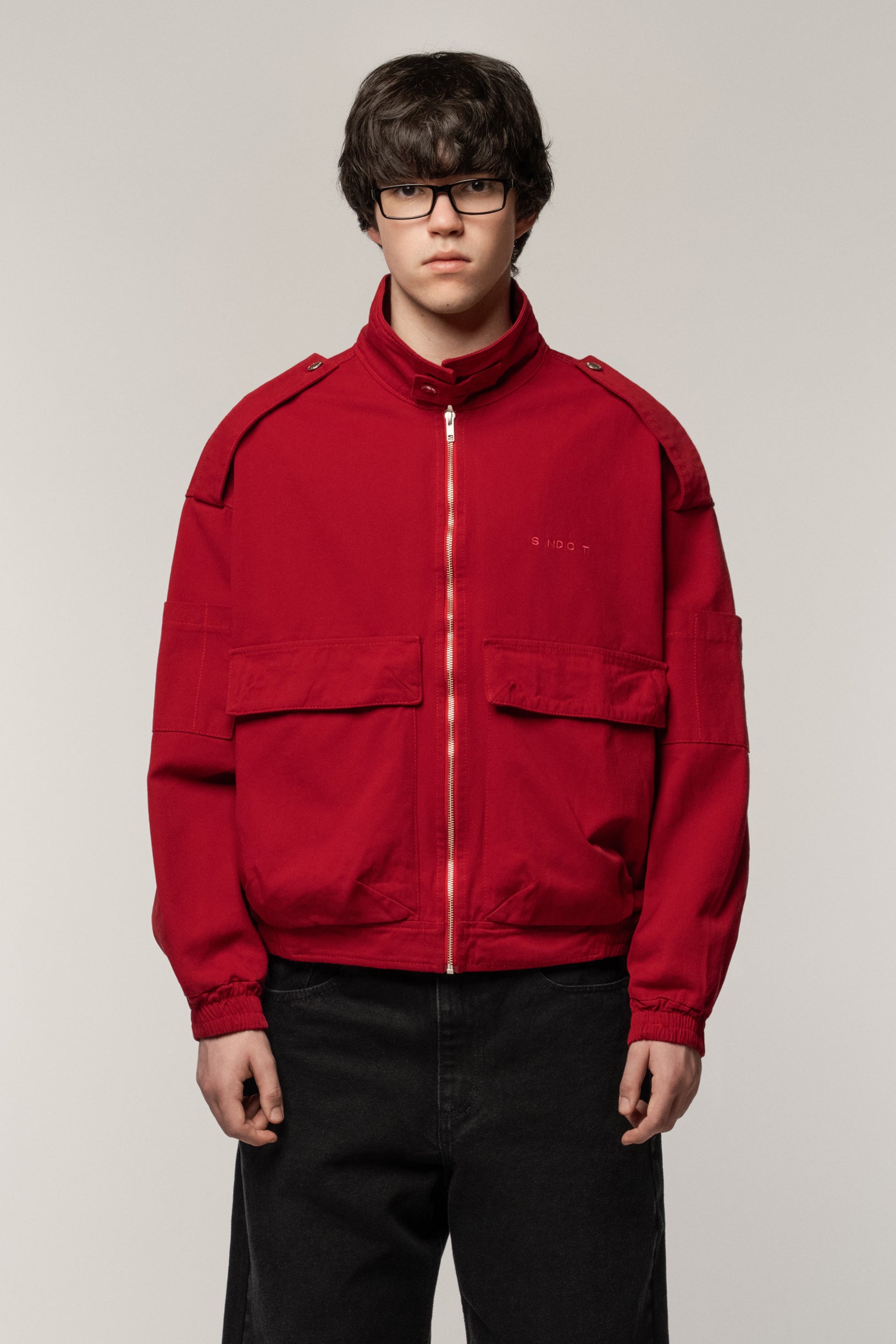 Cargo Denim Jacket Red