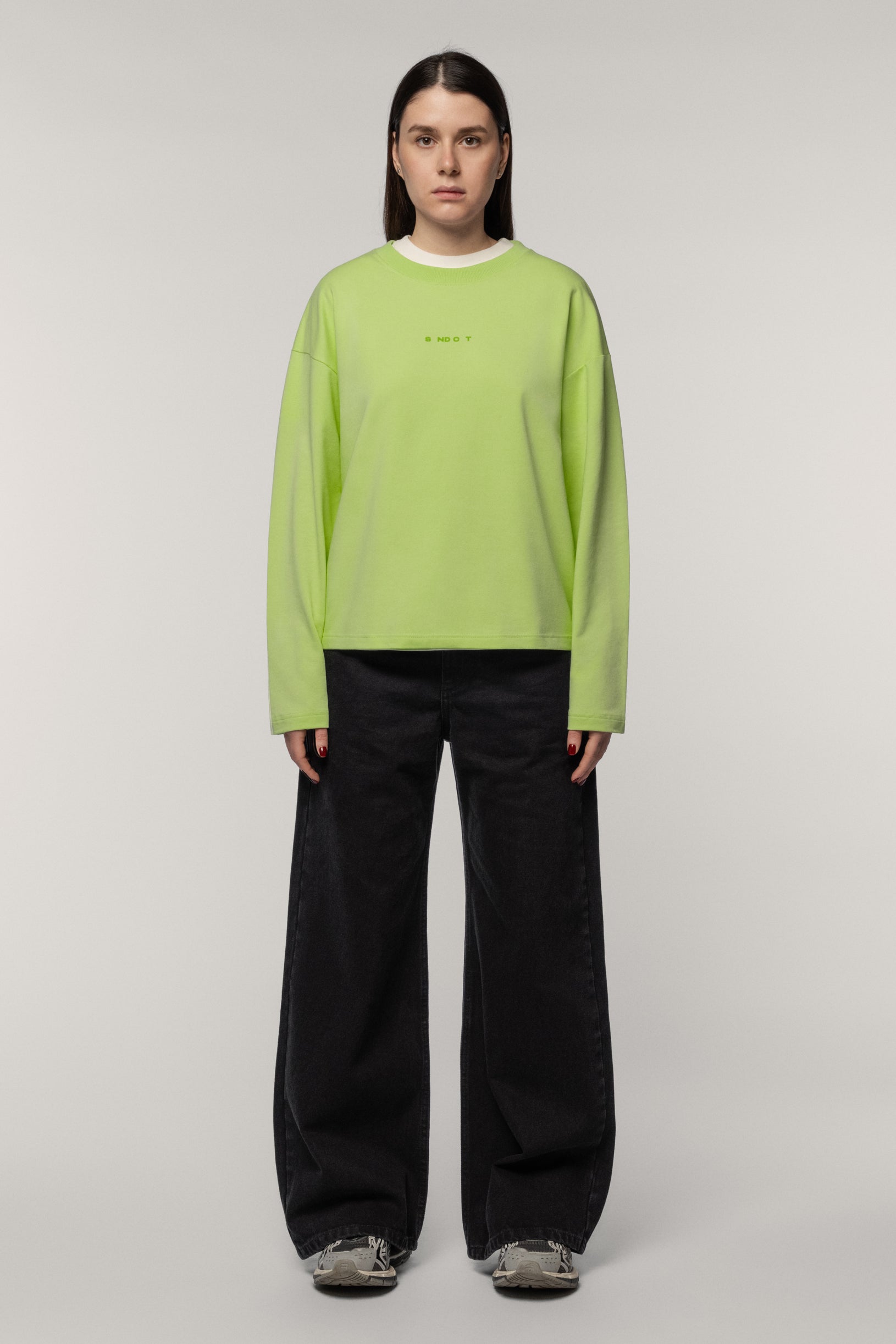 Лонгслів з бавовни світло-зелений