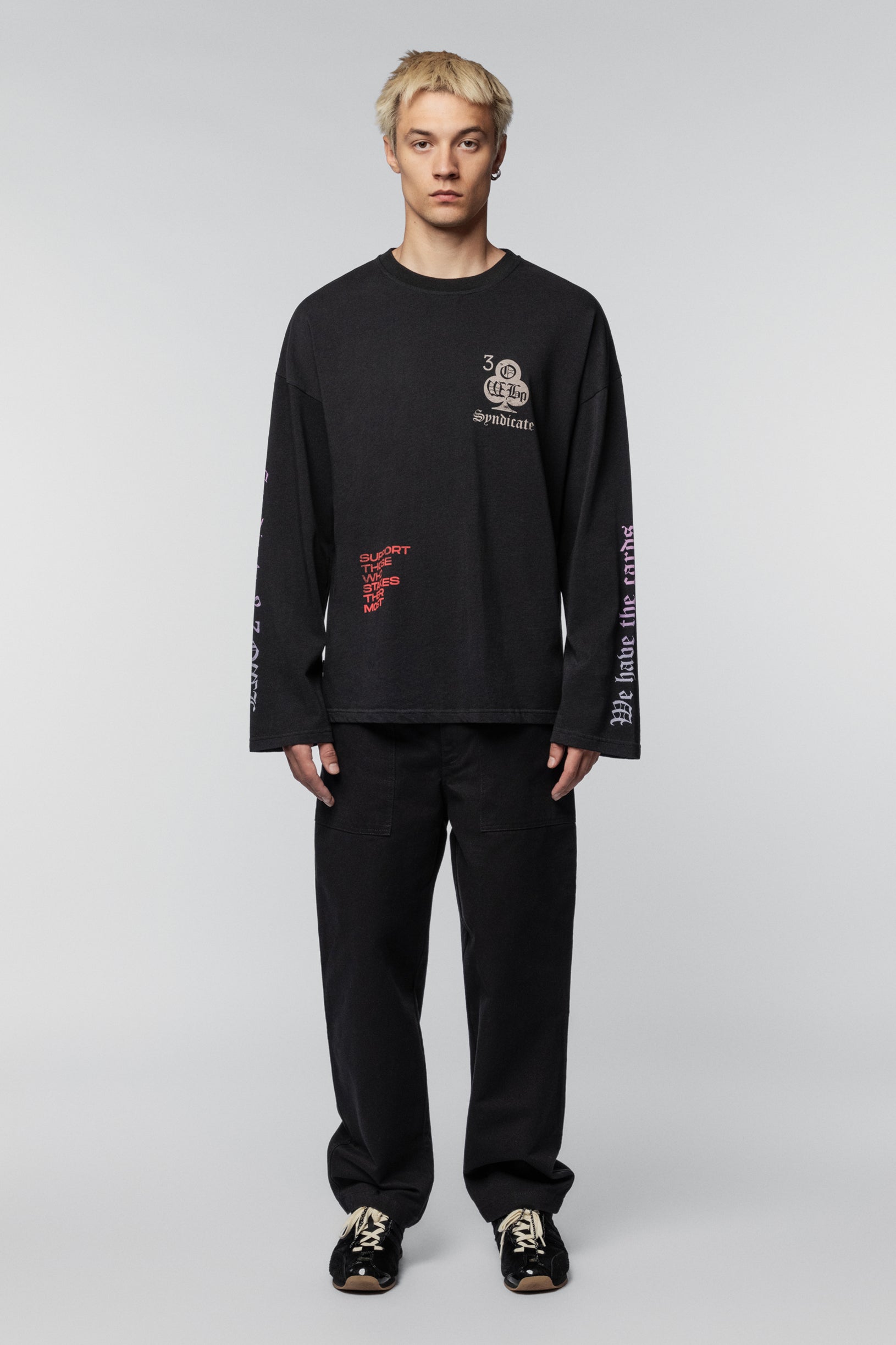 SNDCT x 3ОШБ Чорний Оверсайз Лонгслів