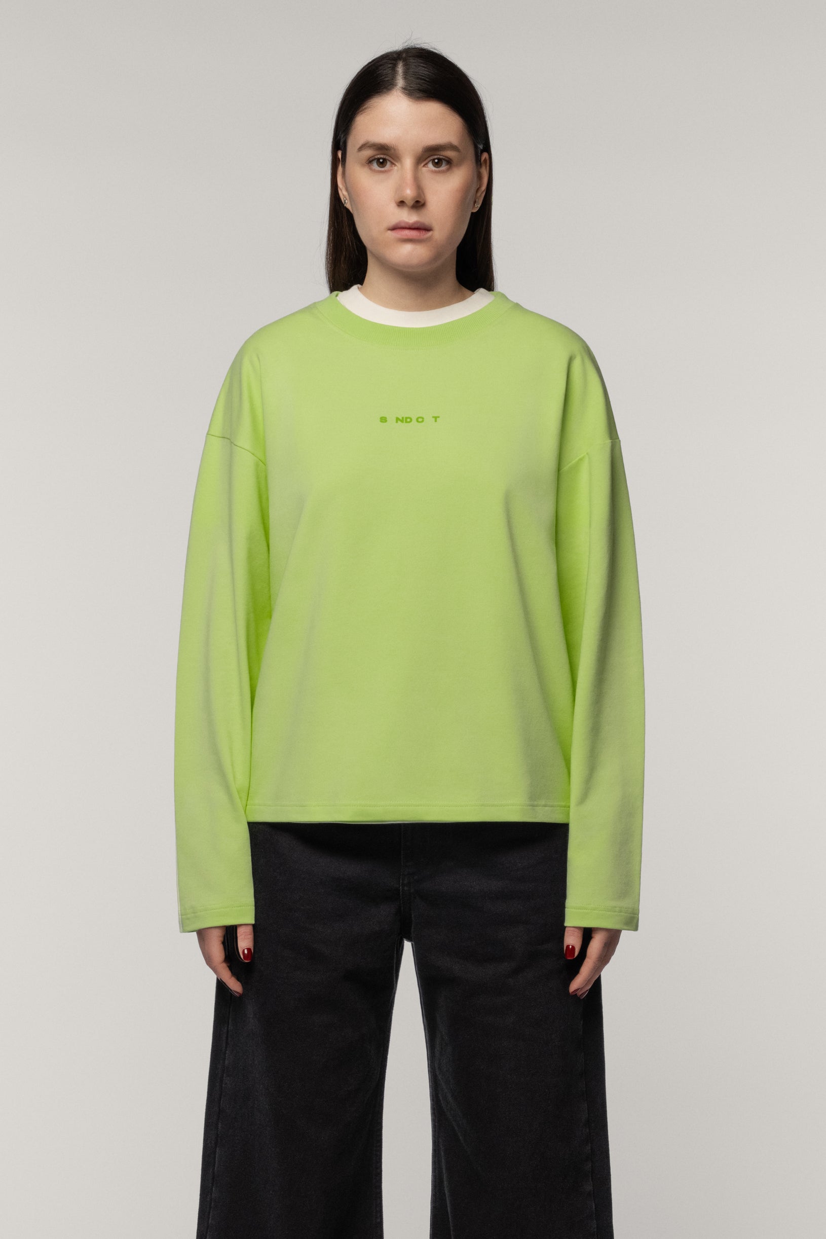 Лонгслів з бавовни світло-зелений