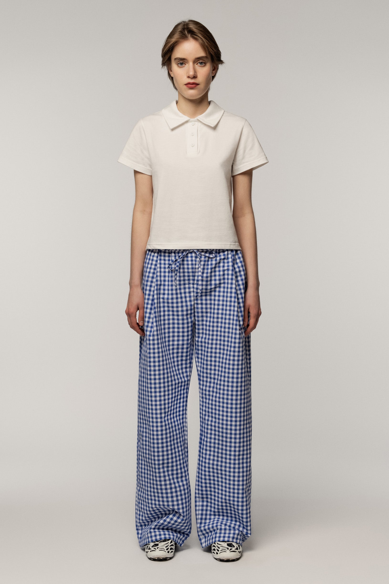 Cotton Trousers Blue Chess