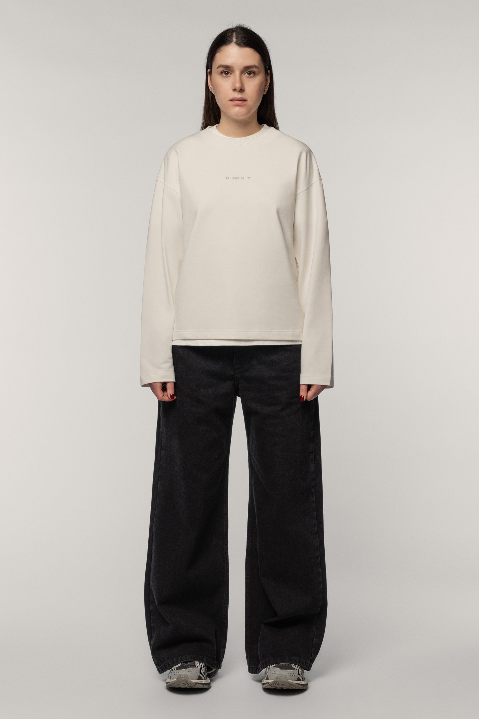 Лонгслів з бавовни молочний