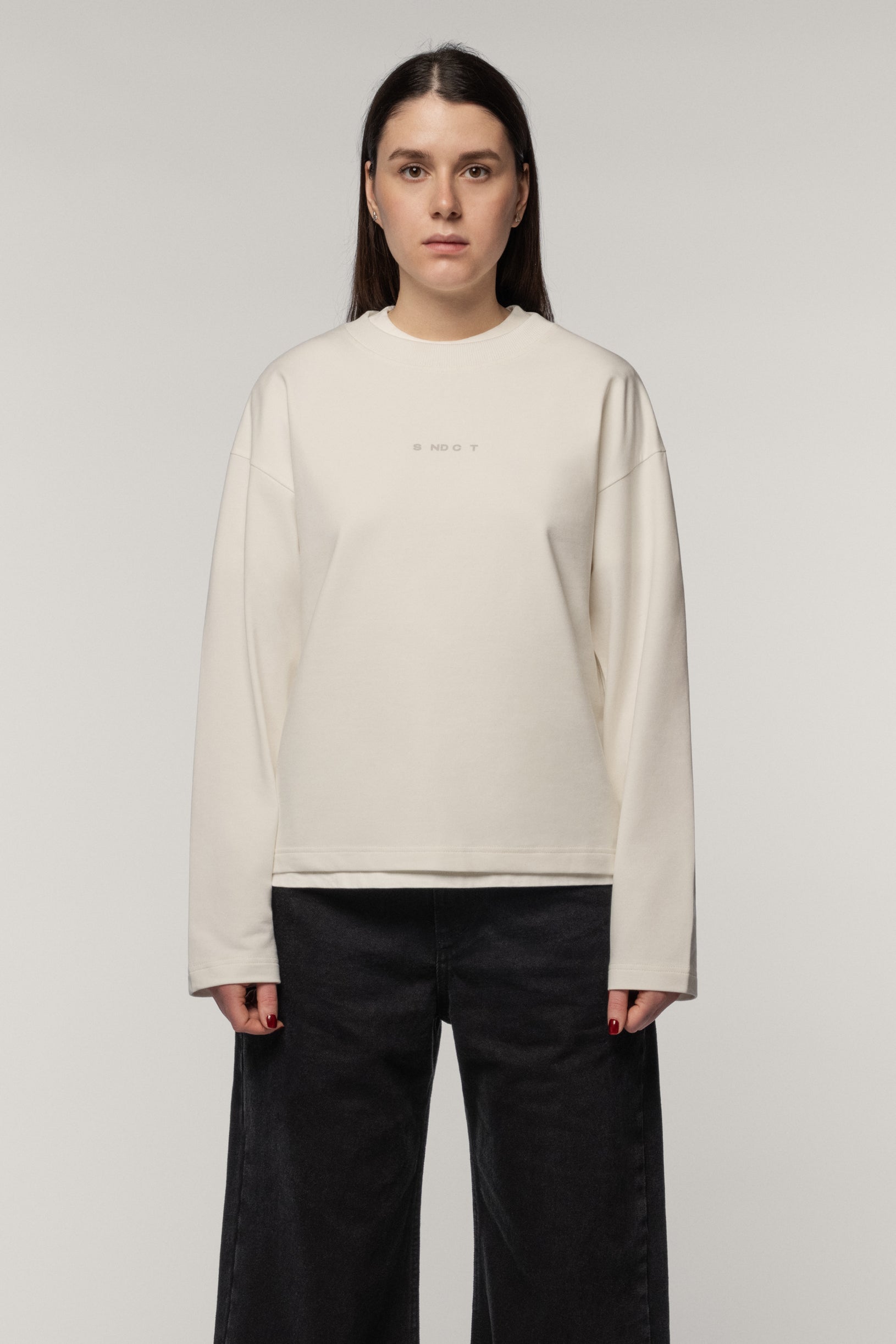 Лонгслів з бавовни молочний