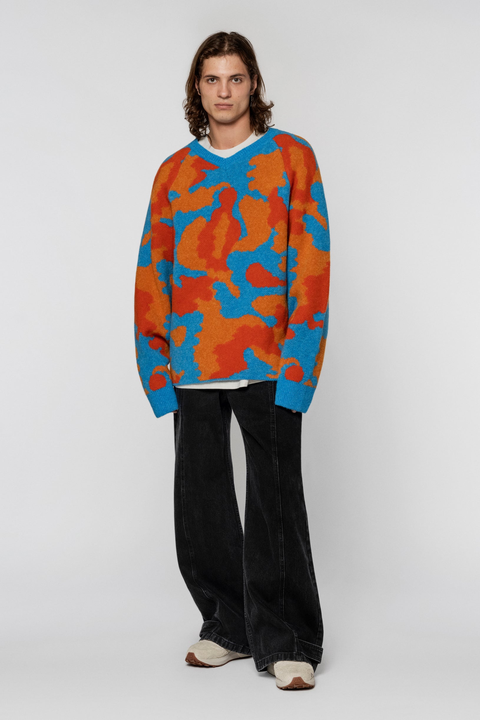 Multicolor Relaxed Sweater Orange