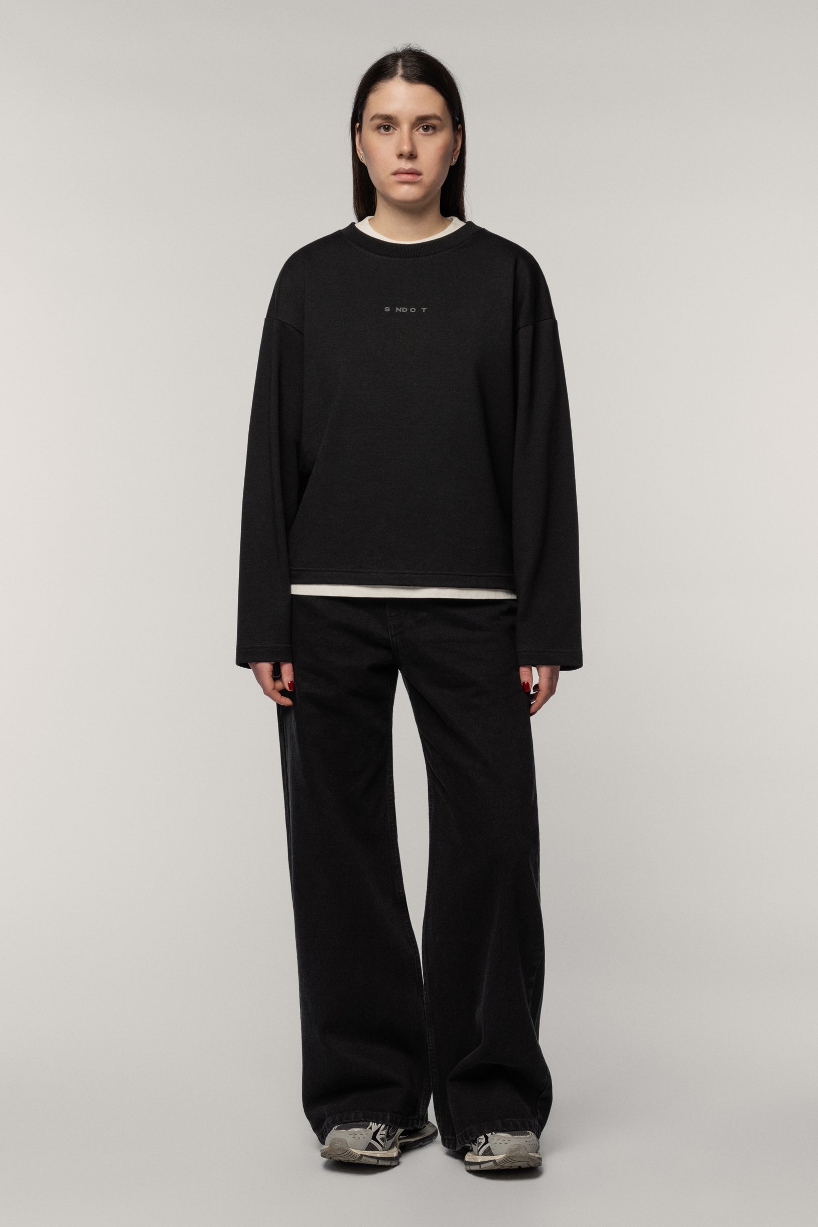 Лонгслів з бавовни чорний