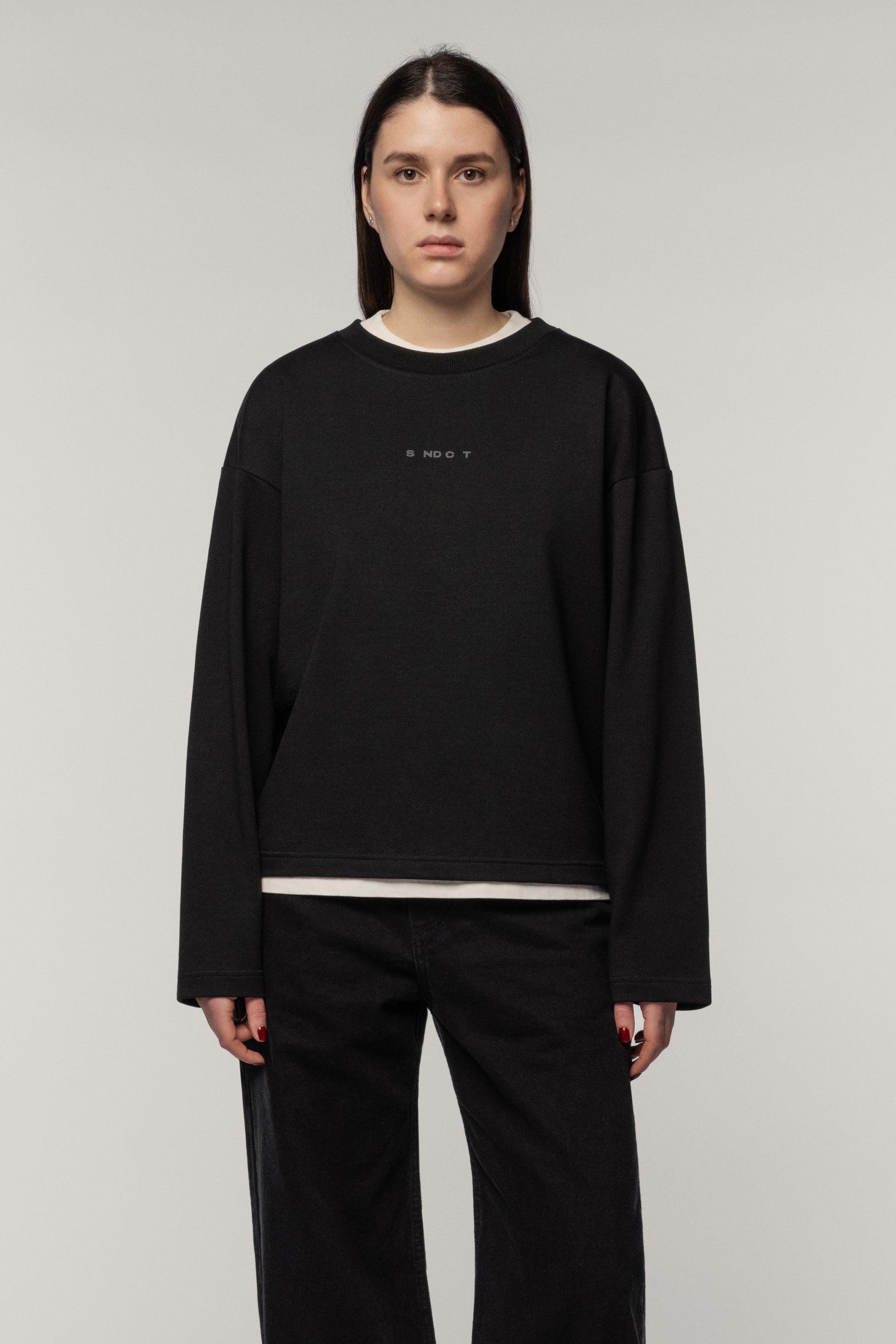 Лонгслів з бавовни чорний