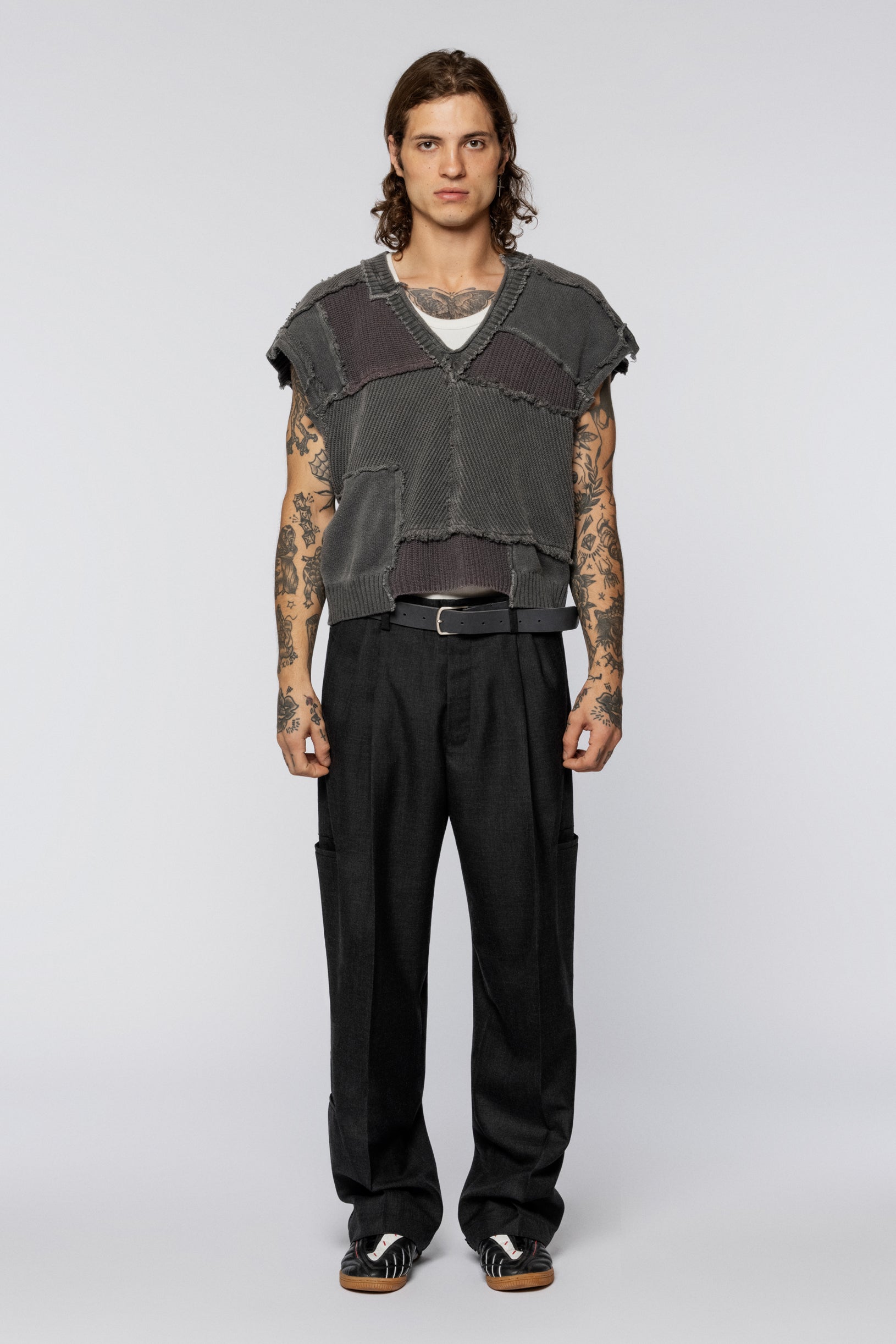 Wool trousers classic cargo Gray