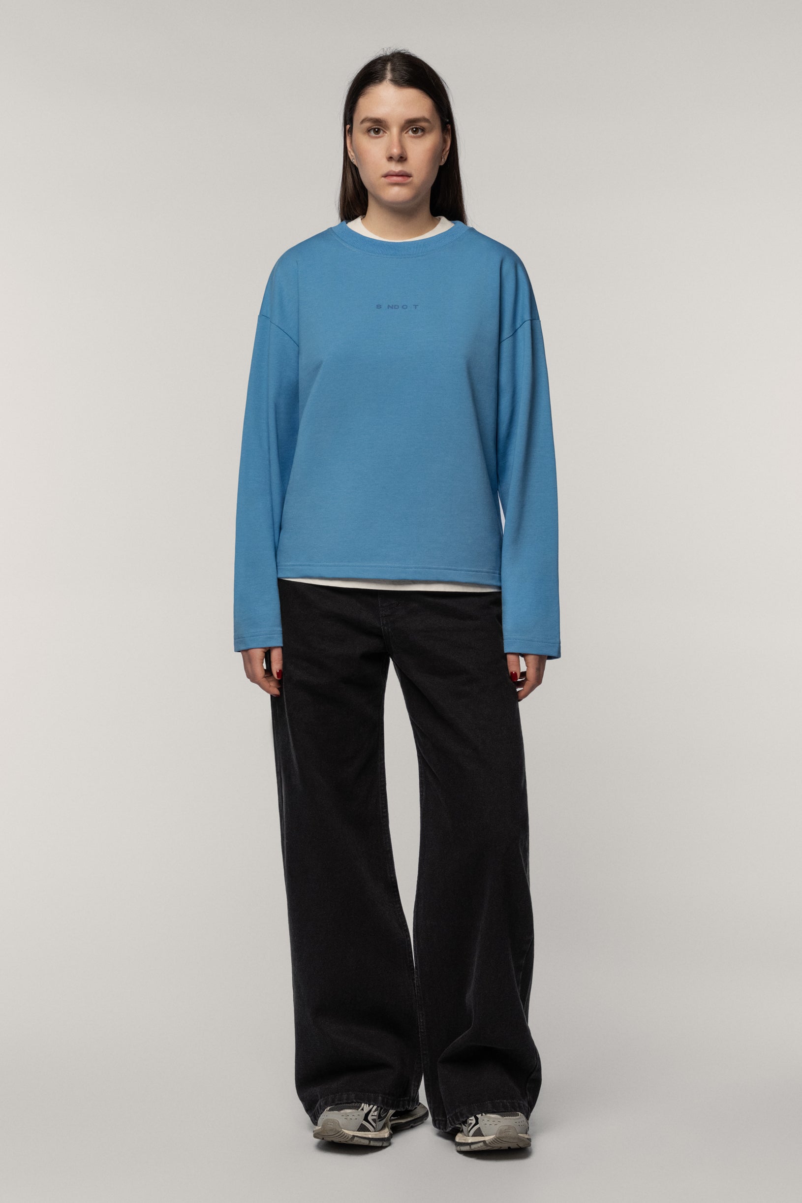 Лонгслів з бавовни синій