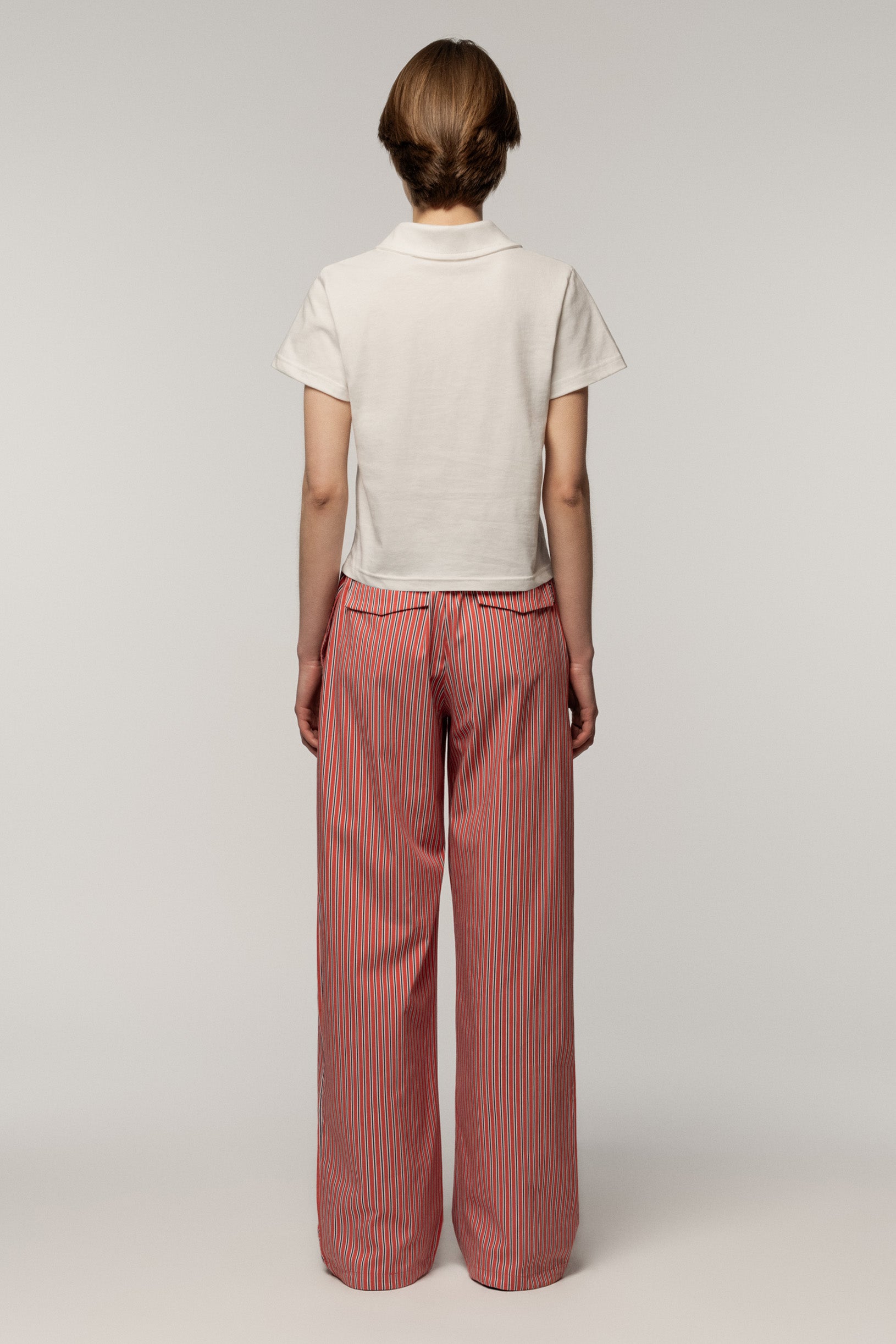 Cotton Trousers Stripe Red