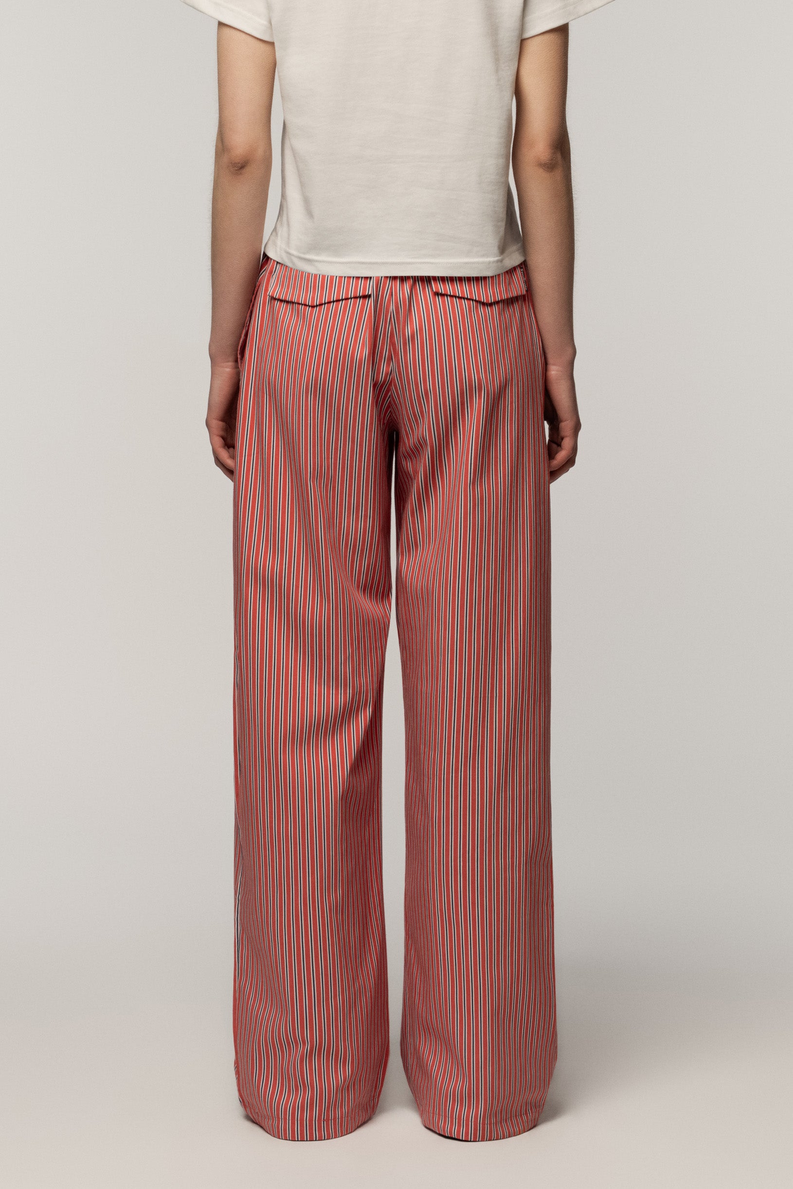 Cotton Trousers Stripe Red