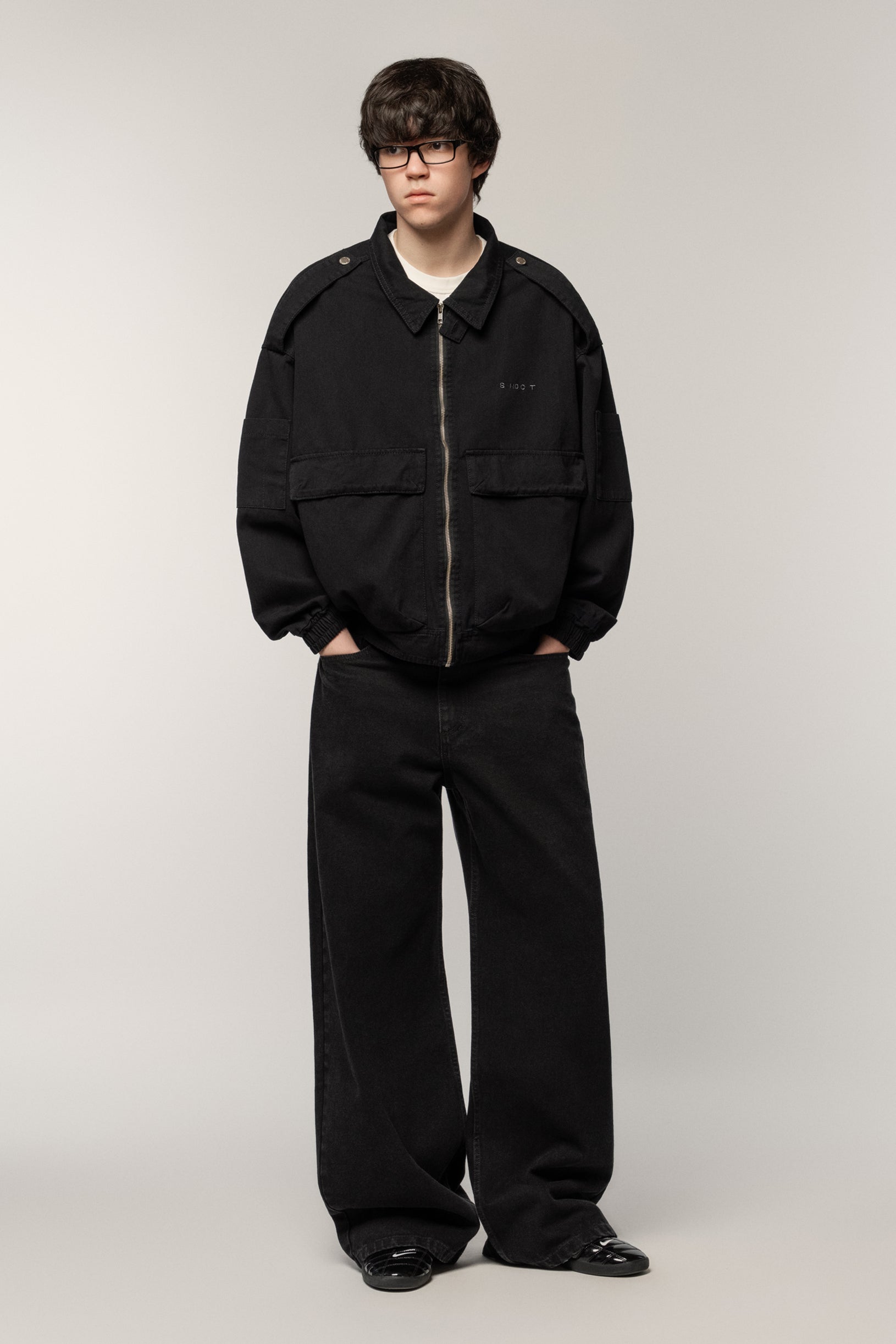 Cargo Denim Jacket Black