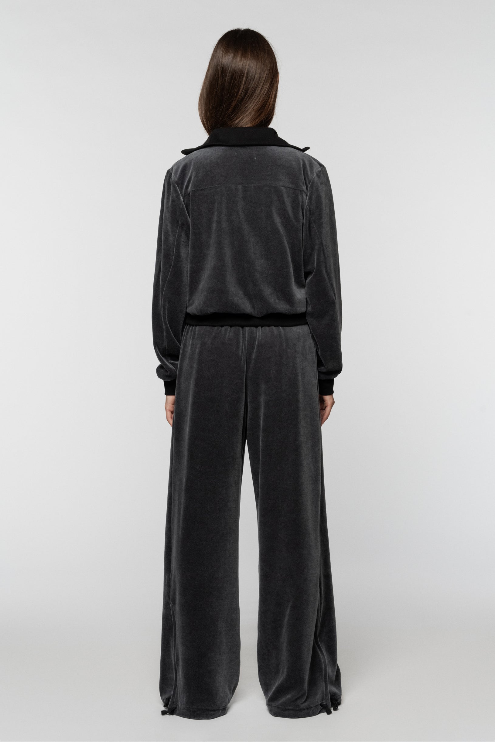 Grey velour track jacket with SNCT embroidery