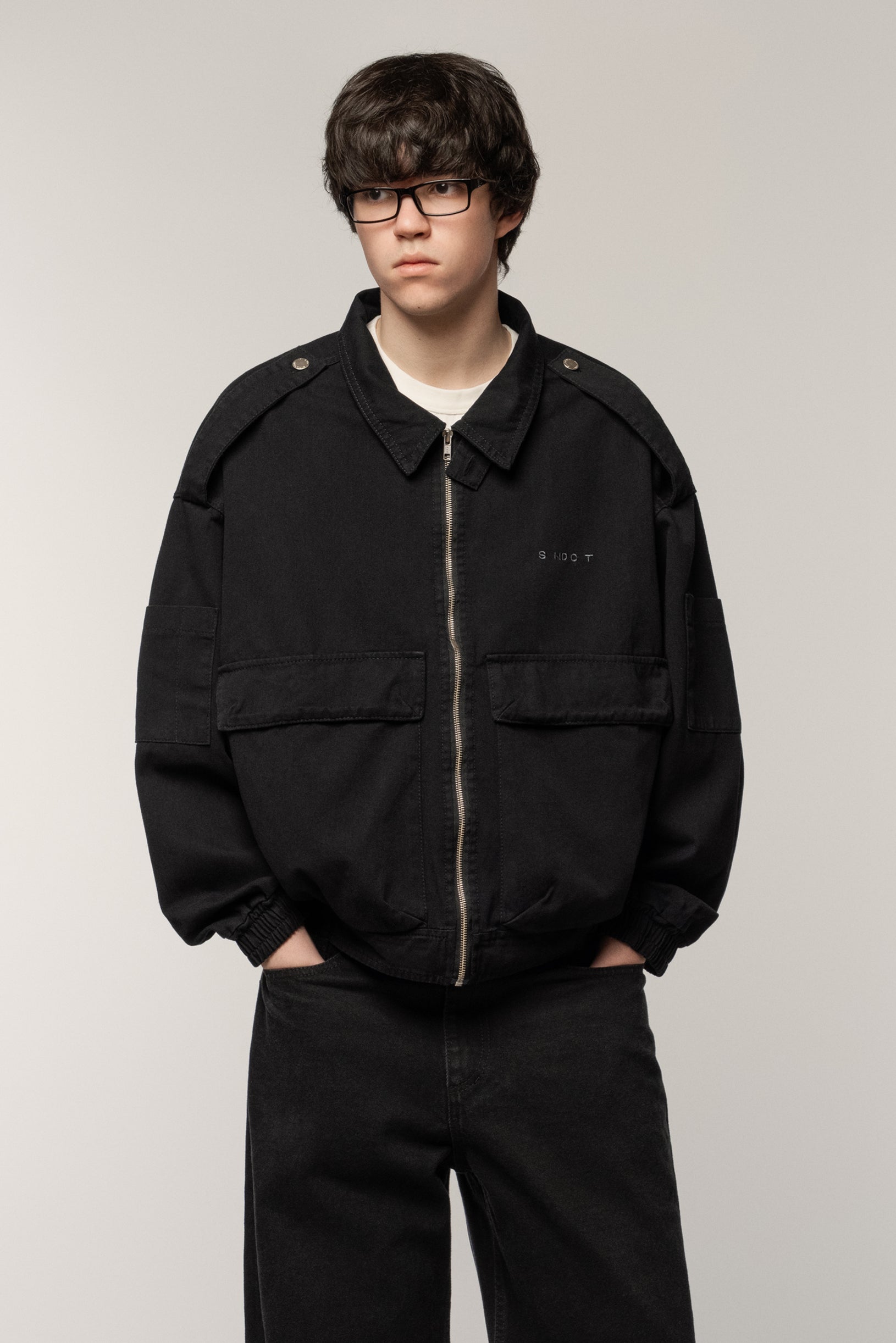 Cargo Denim Jacket Black