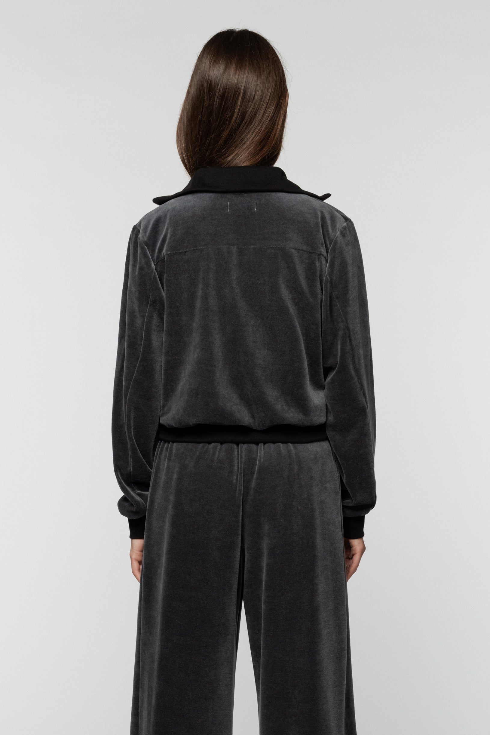 Grey velour track jacket with SNCT embroidery