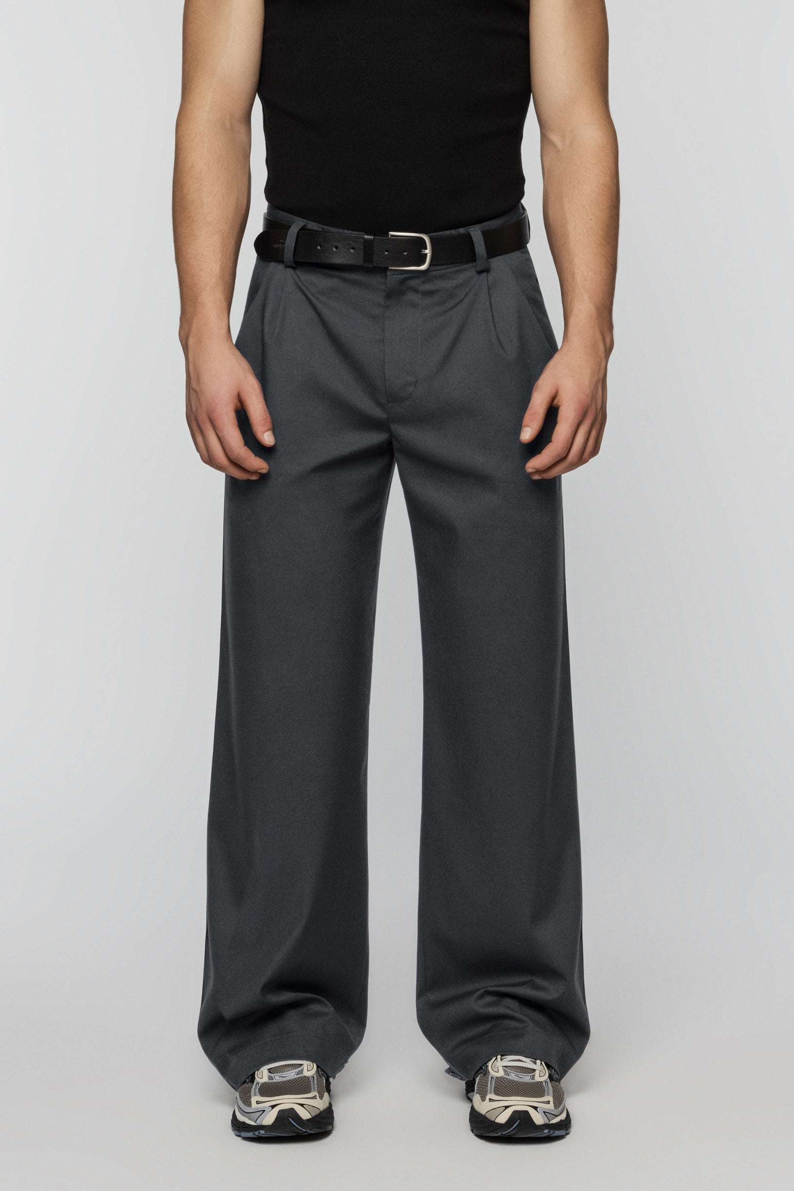 Wide Slax Trousers Grey