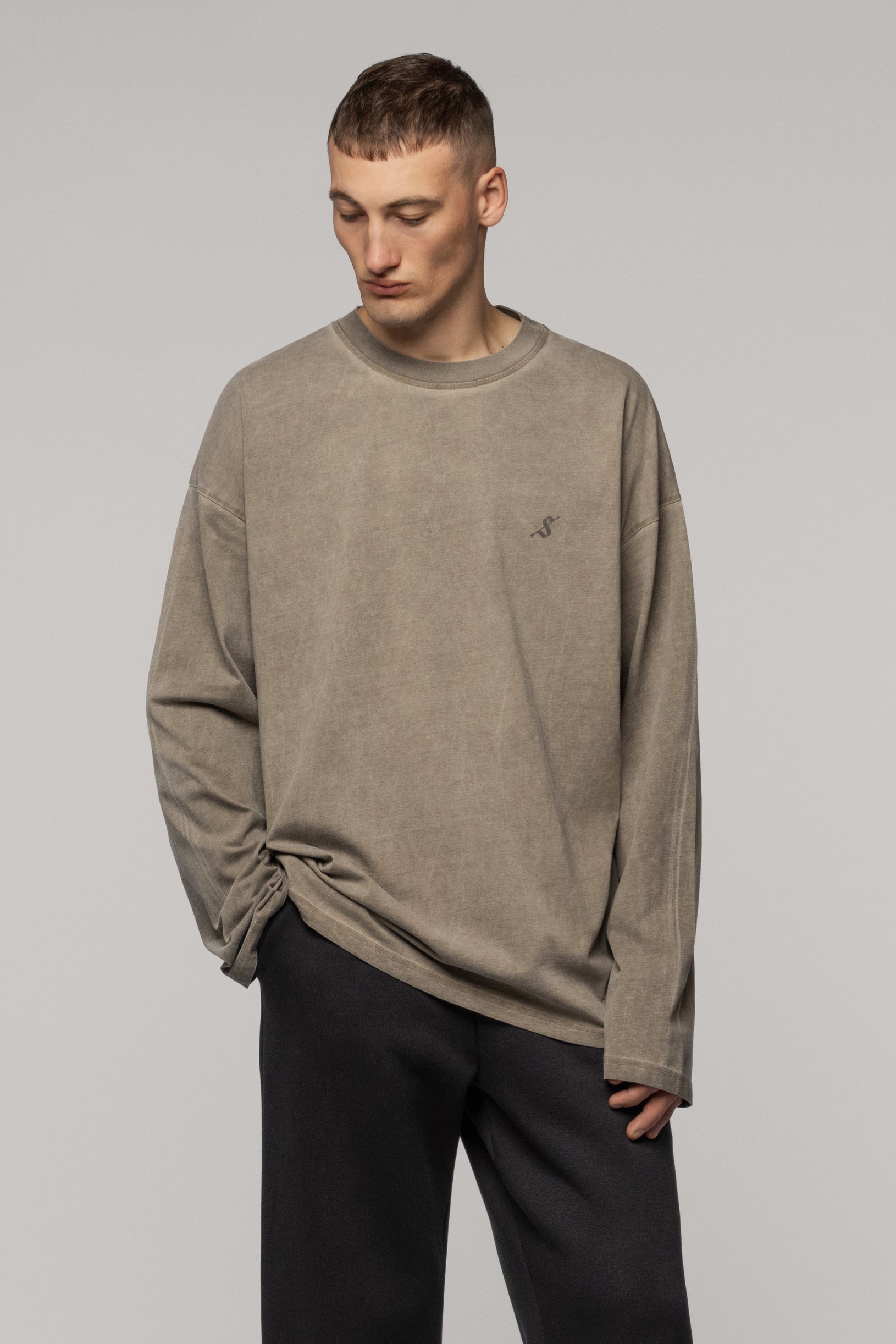 Лонгслів Фарбований з Логотипом Arrow Бежевий