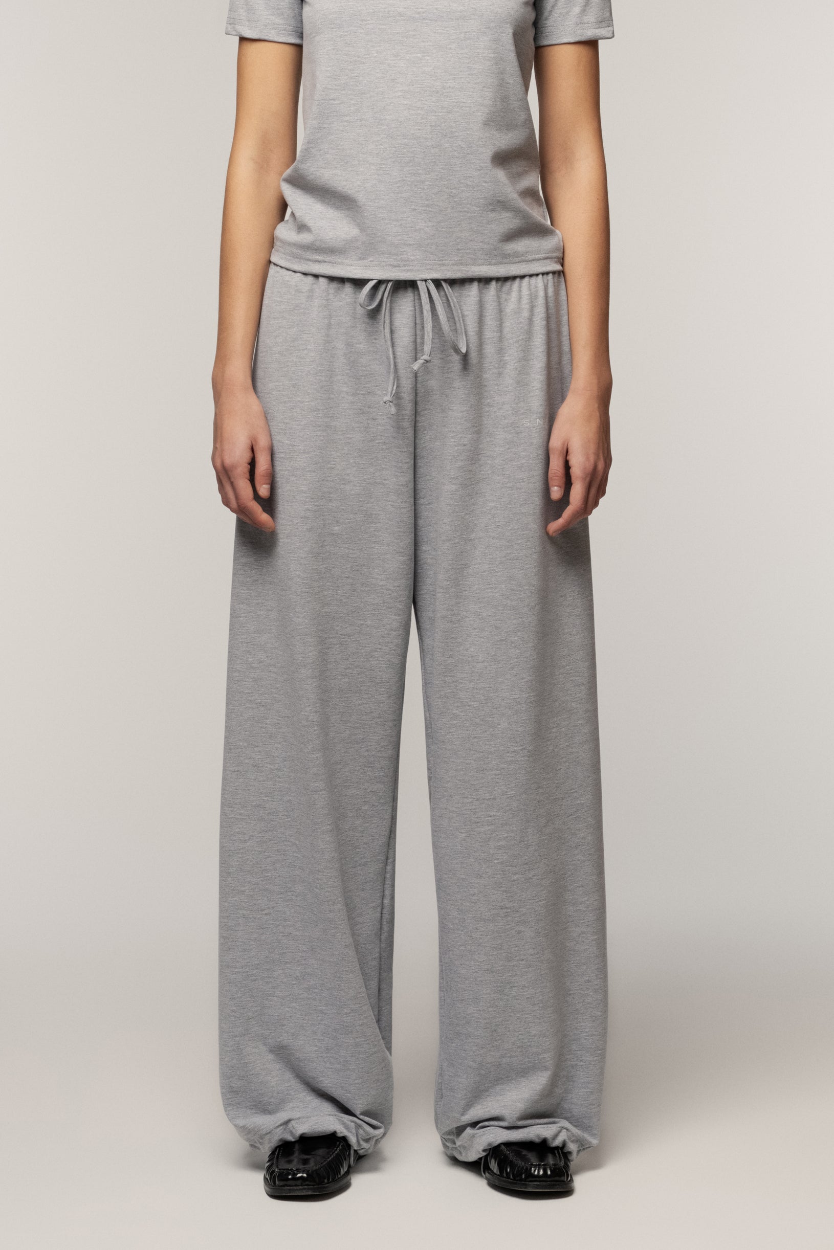 Palazzo Cotton Trousers Gray