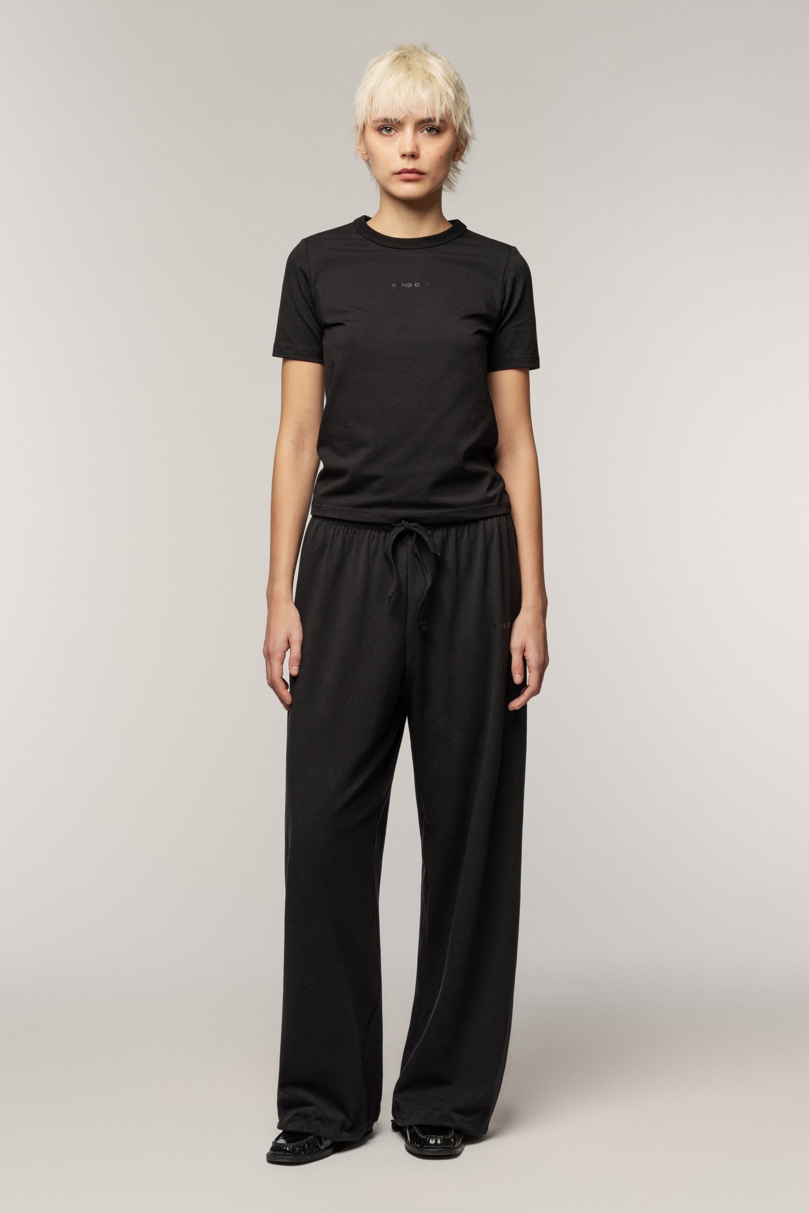 Palazzo Cotton Trousers Black