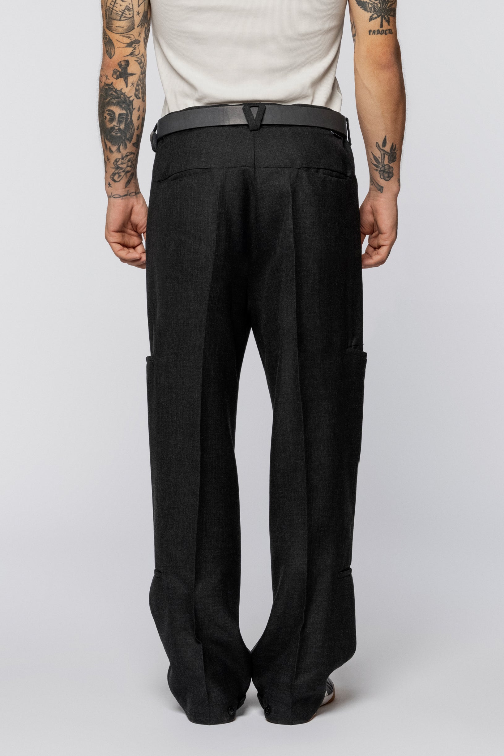 Wool trousers classic cargo Gray
