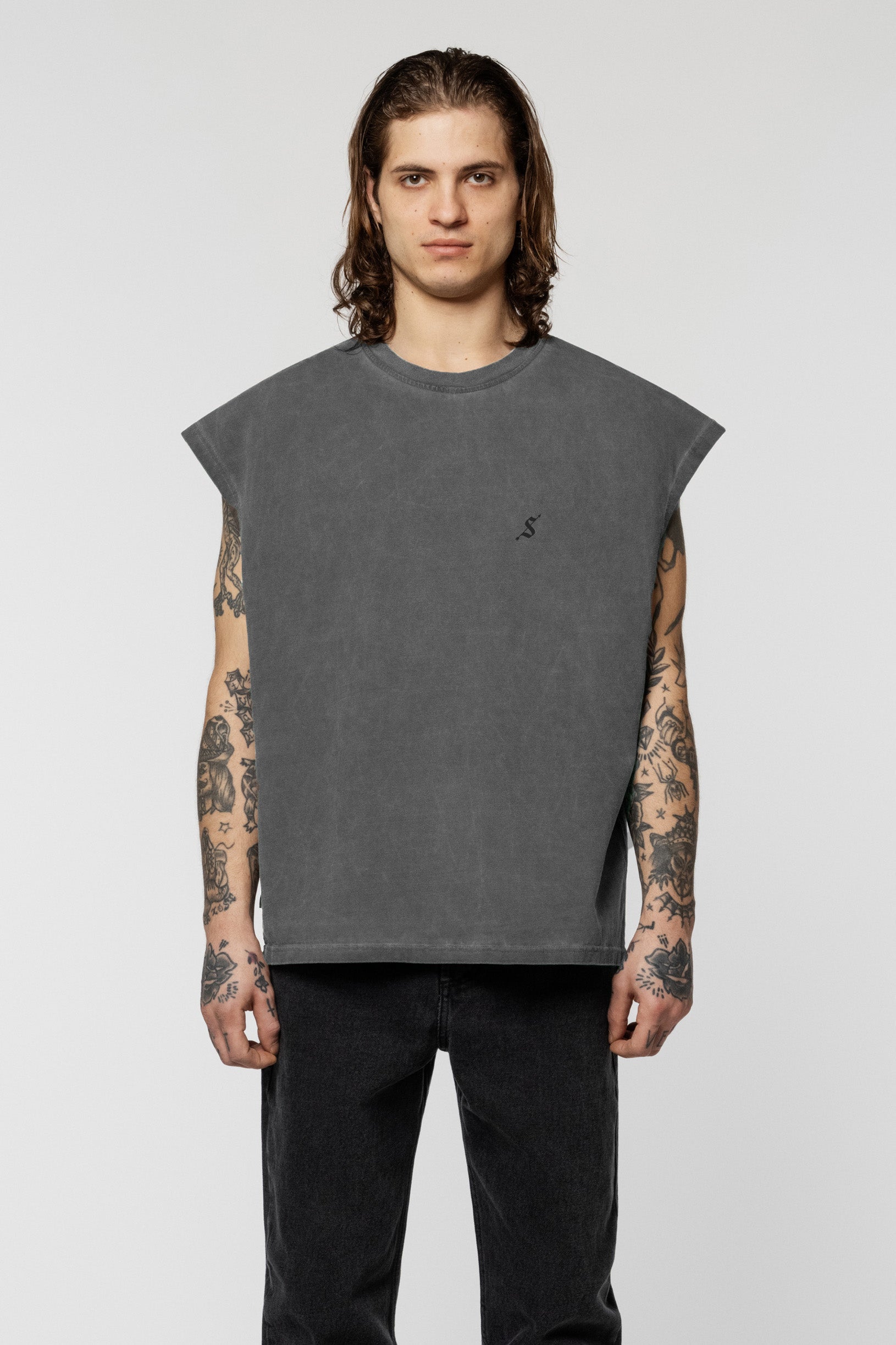 Faded Sleeveless T-shirt Grey