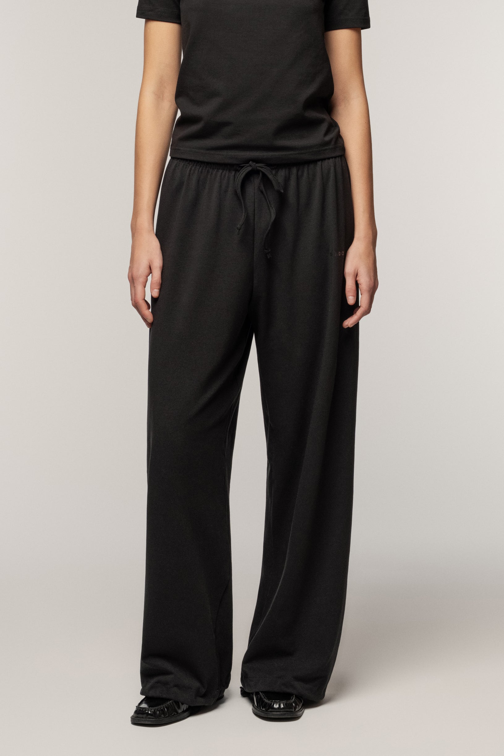 Palazzo Cotton Trousers Black