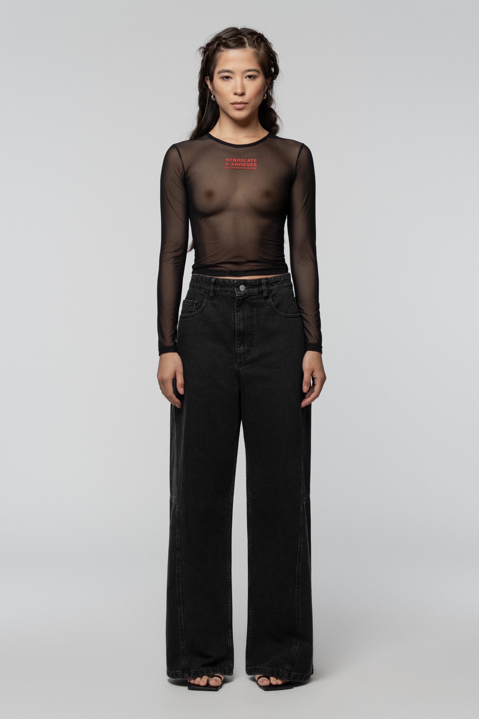 SNDCT X ANOESES Black Logo Long Sleeve Top