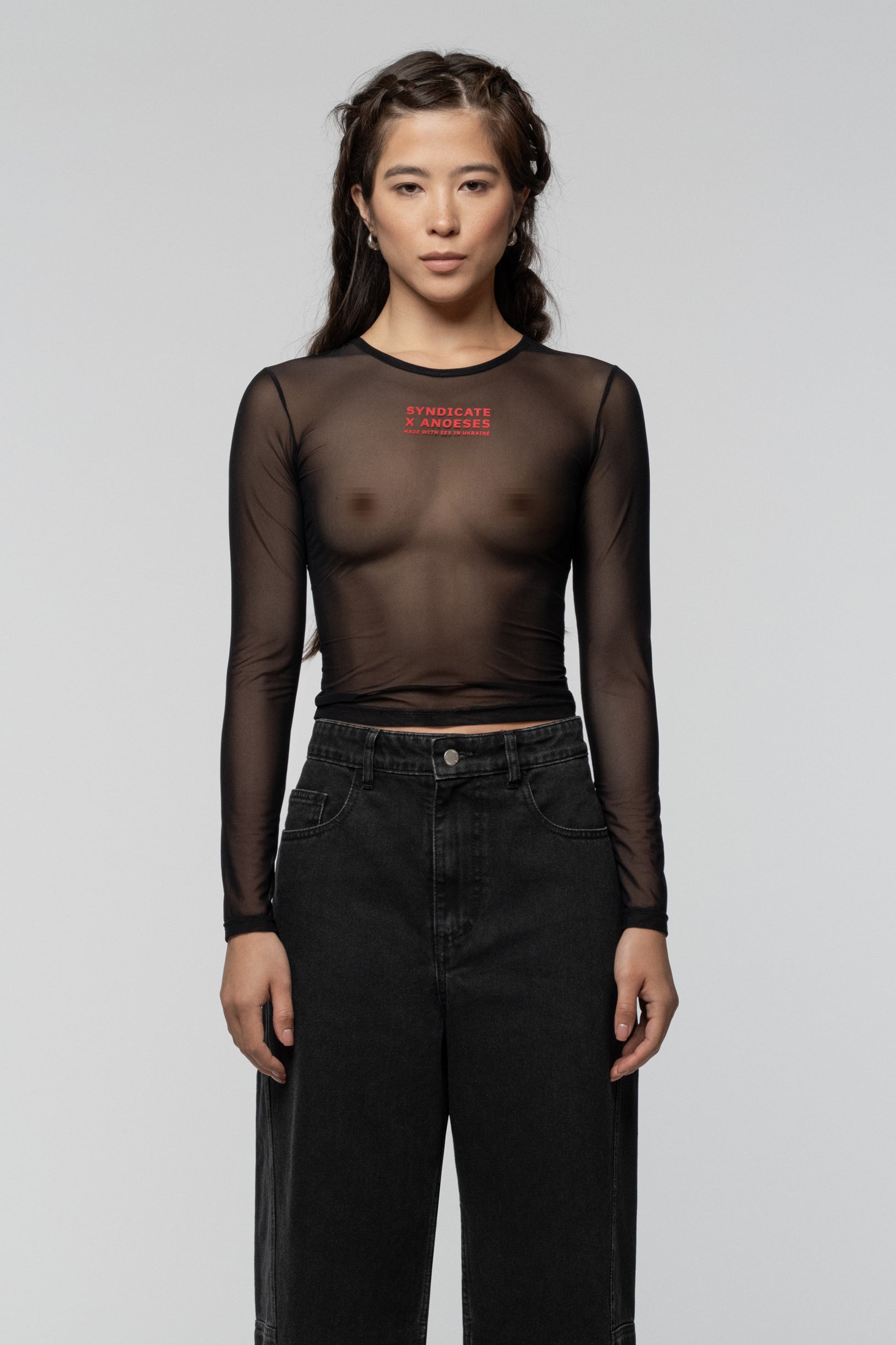 SNDCT X ANOESES Black Logo Long Sleeve Top