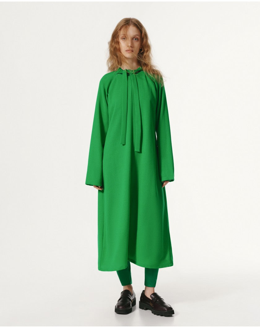 Wool Crepe Dress Green