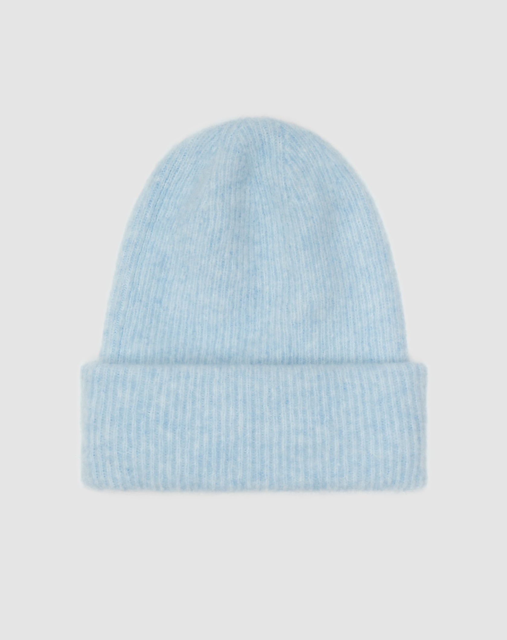 Blue knitted hat made of merino wool