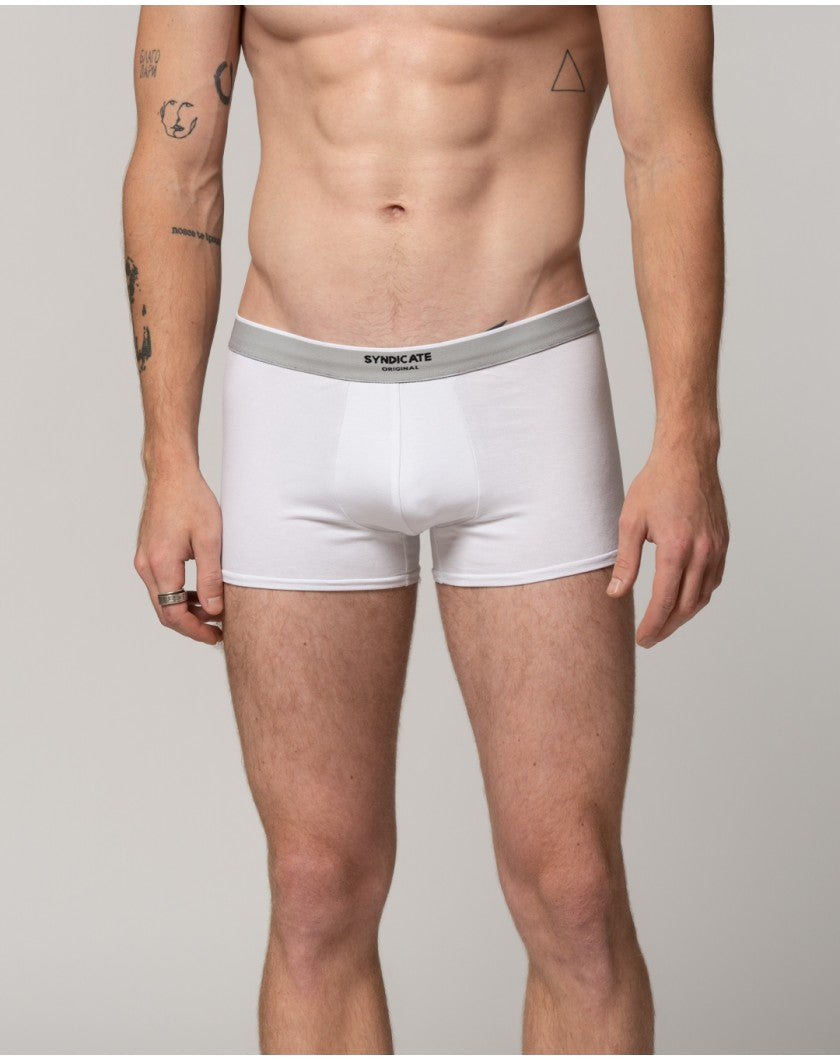 Men's white boxer briefs made of soft viscose fabric